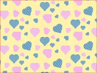 Fotobehang Free vector romantic pattern with different types of hearts © YuliaLyubimova
