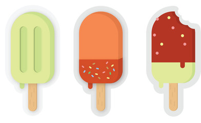  Colorful ice cream dessert pattern vector.  Summer vector design.