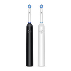 Electric Toothbrushes Mockups, Isolated on White Background. Vector Illustration