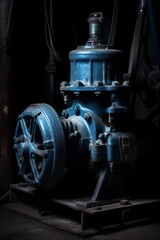 illustration, blue industrial pump, ai generative