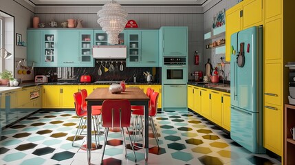Bright Colorful Kitchen Interior Design using Generative AI