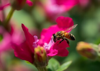 A Stunning Close-Up of a Bee on a Blossoming Flower