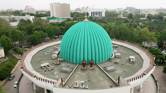 Aerial view of Amir Timur museum in Tashkent, Uzbekistan