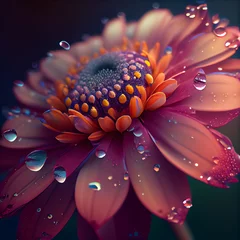 Foto op Plexiglas Beautiful gerbera flower with dew drops on petals © Waqar