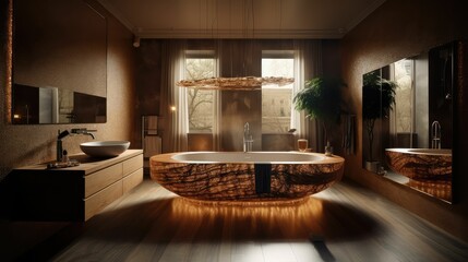 Obraz na płótnie Canvas Redefining Bathroom Elegance with Contemporary Design and Generative AI