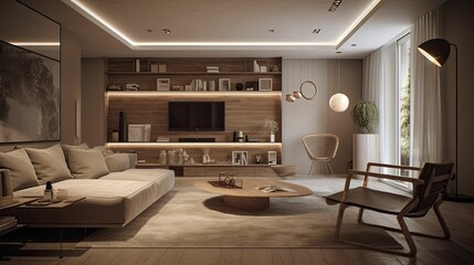 Fototapeta na wymiar Redefining Living Room Luxury through Generative AI Design