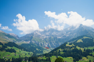Obraz premium Adelboden, Switzerland - July 24, 2022 - Summer view of Adelboden village and city center