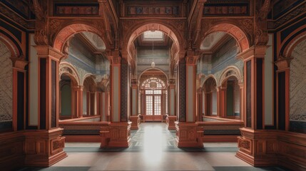 Fototapeta na wymiar Capturing the Elegance of a High Ceiling Christian Church Interior through Generative AI Illustration