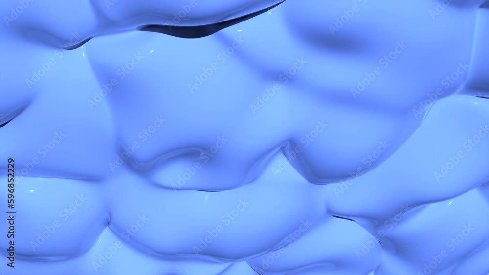Poster blue and yellow background. design. big inflating bubbles in animation that move in different direct