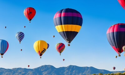 Hot air balloons flying (Generative AI) - obrazy, fototapety, plakaty