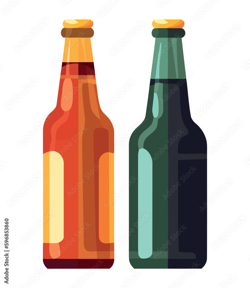 Wall mural red and gray beers bottles