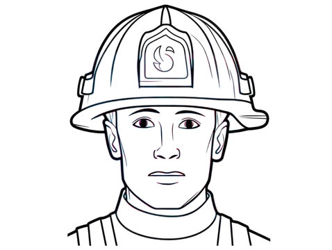 Black and white illustration perfect for little ones' coloring activities and centered on the theme of firefighters. An attractive image for budding artists. Generative AI