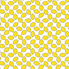 Seamless pattern of cartoon lemons on a white background