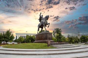 Majestic monument to Amir Temur in the center of Tashkent, Uzbekistan
