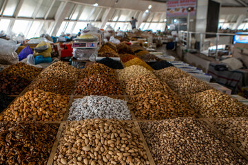 Dried fruits and nuts on local food market