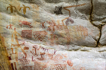 Rock painting in Nuevo Tolima in Amazon of Colombia