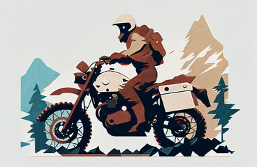 stylish motorcycle in abstract graphic style, gerenative AI