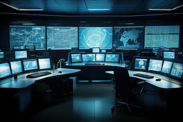 State-of-the-Art Security Control Room with Real-Time Surveillance and Highly Trained Personnel