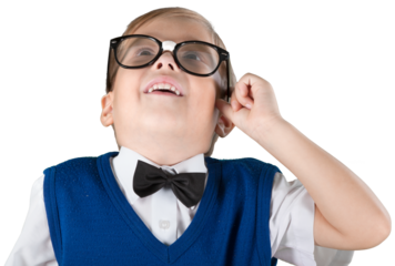 Closeup of a Nerdy Boy Looking Up