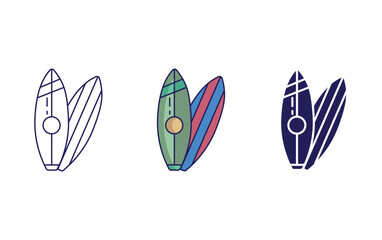 Outline Surfboard vector icon
