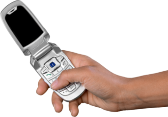 Holding a flip phone style cell phone