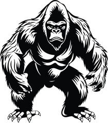 Silverback Gorilla Logo Monochrome Design Style

