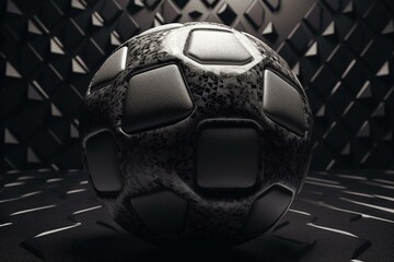 3D hexagonal soccer ball background with black and white football pattern. Generative AI