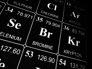 Bromine on the periodic table of the elements - obrazy, fototapety, plakaty