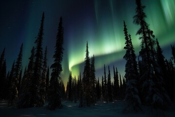 northern lights in the forest