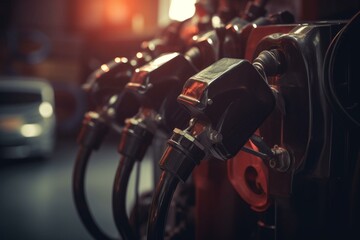 Close-up of fuel pumps. Generative AI