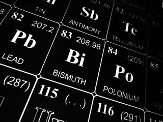 Bismuth on the periodic table of the elements