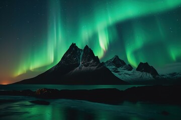 Fototapeta na wymiar northern lights over the mountains