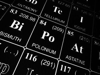 Polonium on the periodic table of the elements