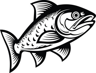 Salmon Logo Monochrome Design Style
