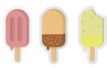 Colorful ice cream dessert  vector with texture and details.