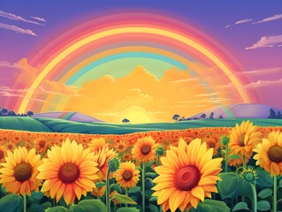 Obraz na płótnie Canvas sunset with rainbow (Generative AI)