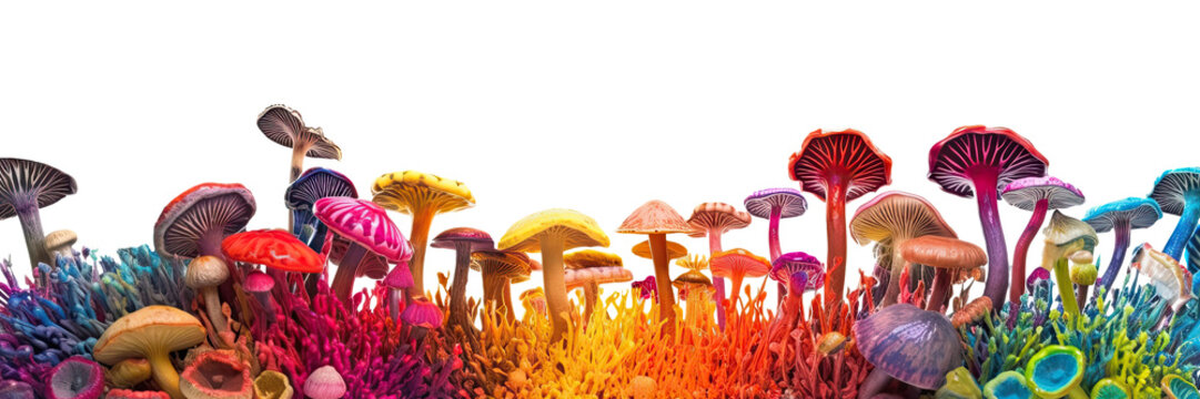 Mushrooms isolated on transparent background - Generative AI