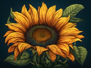 sunflower on a blue background (Generative AI)