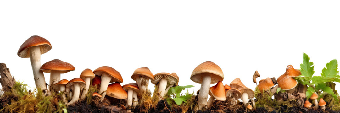 Mushrooms isolated on transparent background - Generative AI