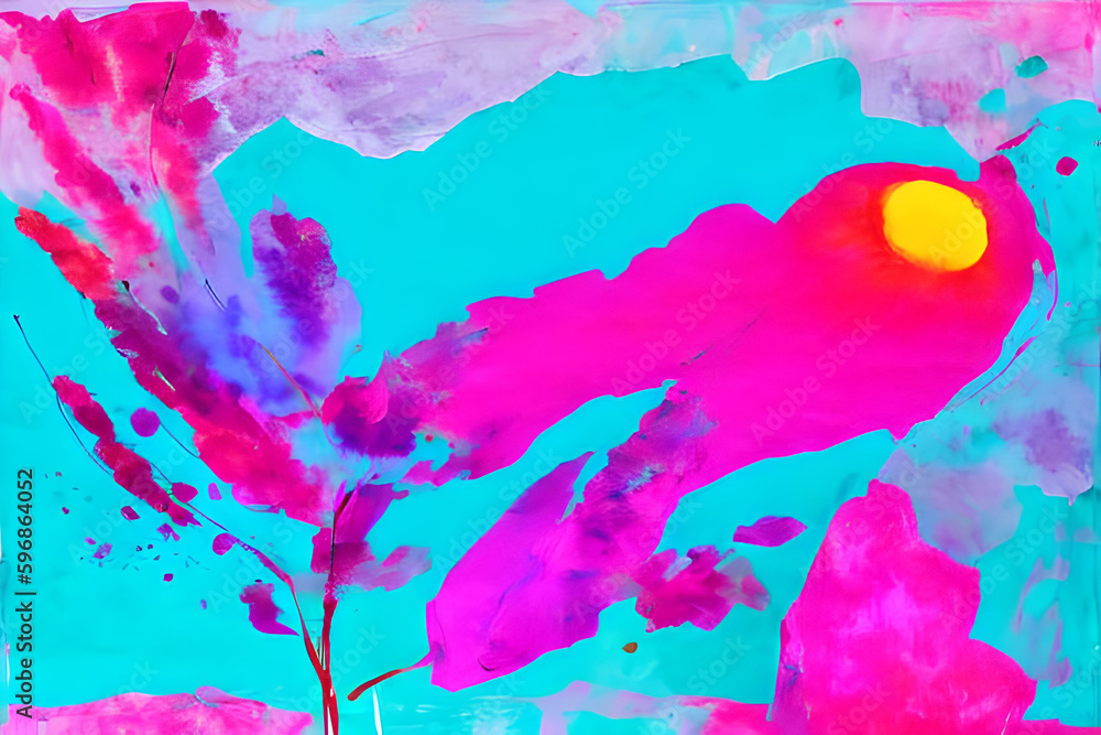 Aufkleber an artistic and abstract greeting card with a mixed media and colorful design