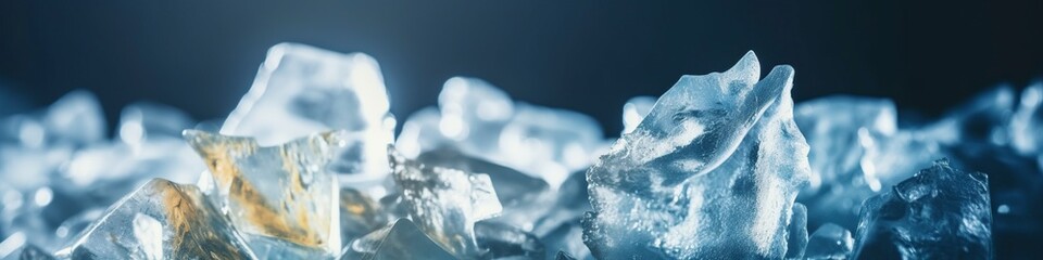 illustration of crushed ice in sunlight in blue, website header, generative ai