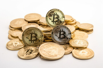 Stack of Golden Bitcoin Coins