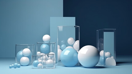 abstract 3d balls in glass. Generative AI