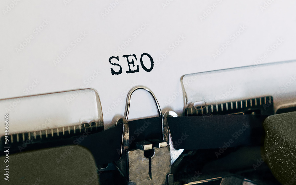 Poster text seo typed on retro typewriter