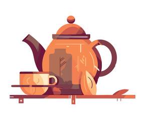 Hot drink in teapot and kettle