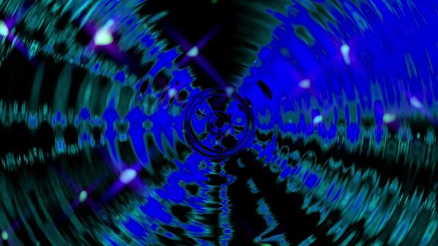 Sparkle in blue warp puddle background. 2D digital effect pattern
