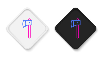 Line Wooden axe icon isolated on white background. Lumberjack axe. Colorful outline concept. Vector