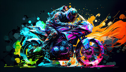 stylish motorcycle in abstract graphic style, generative Ai