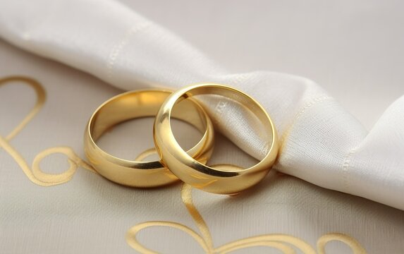 wedding rings on fabric