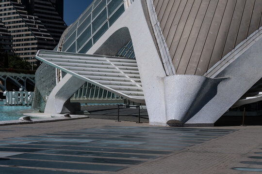 City of Arts and Sciences: Hemisferic - splendid Laserium, Planetarium and IMAX cinema (Designed by Santiago Calatrava). It has the shape of an eye. VALENCIA, SPAIN. APRIL 17, 2023.